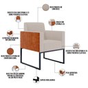 Ver imagem 6 de Kit 2 Poltronas Decorativas Sala Base Fixa Metal Helô L02 Linho Bege Couríssimo Camel - Lyam