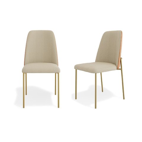 Conjunto 02 Cadeiras Livia Bicolor Whisky e Gengibre Estrutura Dourada - Ssx Multicoisas