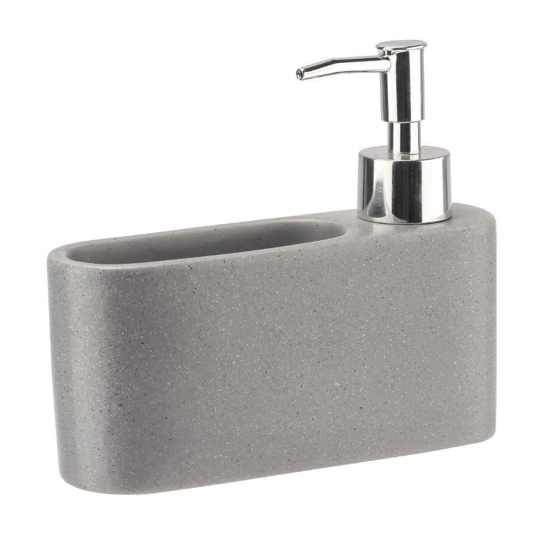 Dispenser Porta Detergente e Esponja em Cerâmica Cinza - 1