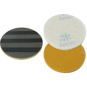 Conjunto Suporte para disco de limpeza com velcro COM flange CLEANER 350 mm + Disco Polidor Amarelo 