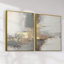 Ver imagem 3 de Quadro Decorativo Abstrato Cinza com Dourado Kit 2 Quadros