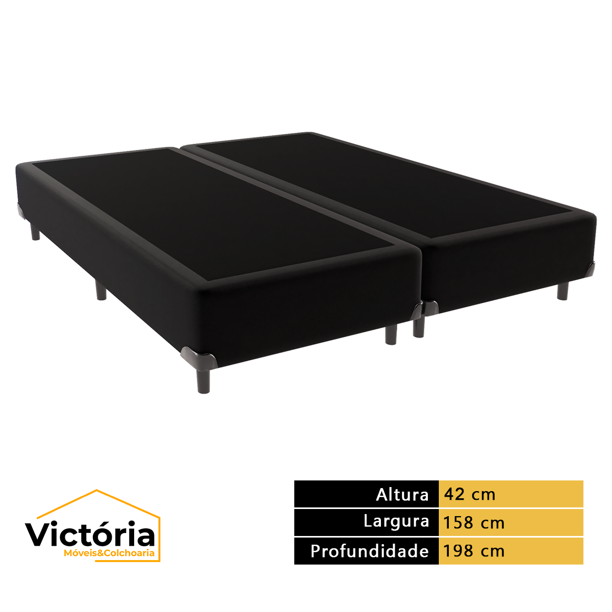 Cama Box Queen Preto e Colchão Ortobom Airtech - 4