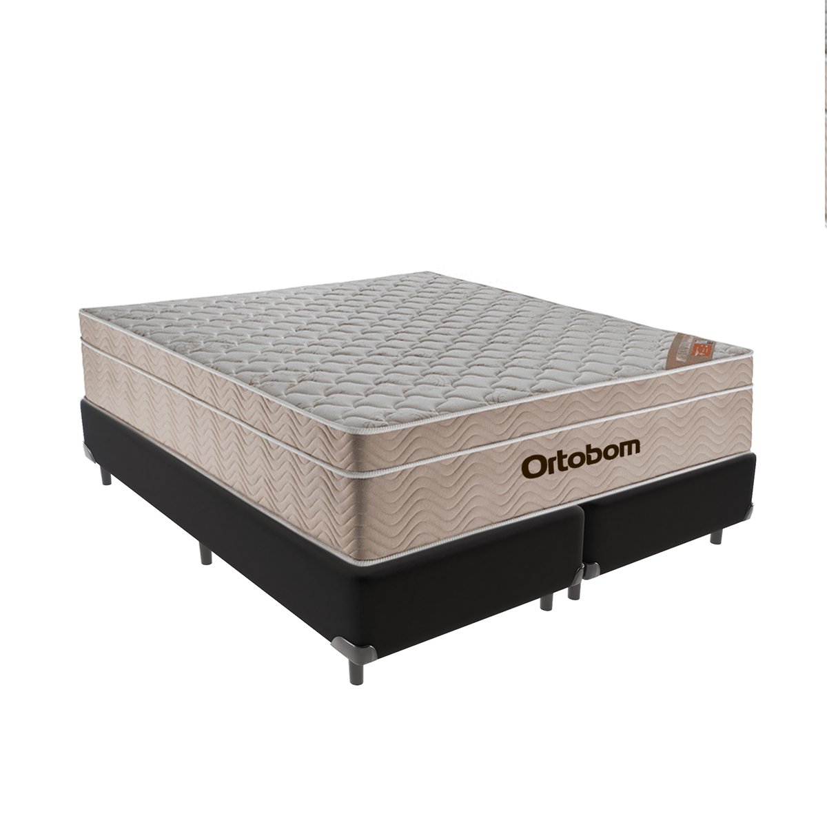 Cama Box Queen Preto e Colchão Ortobom Airtech