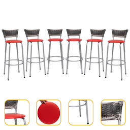 Kit 6 Banquetas Alta Vime Junco Degradê Sacada Àrea Gourmet Balcão Ilha Bancada bar piscina Cozinha - 1