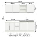 Ver imagem 4 de Armário de Cozinha Completa 240cm Branco Veludo Lux Madesa 05
