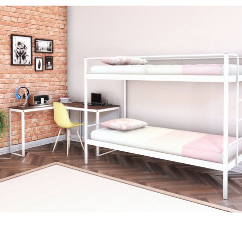 Conjunto para Quarto 1 Beliche e 1 Escrivaninha em L 126x126cm Branco