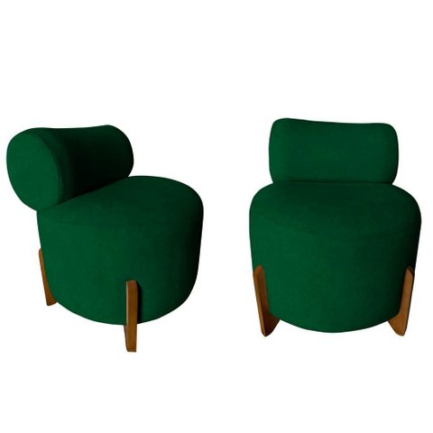 Kit 2 Poltronas Decorativa Mônaco Bouclé Verde