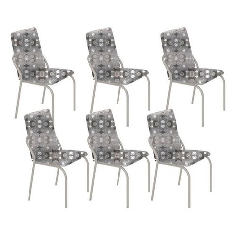 Kit 6 Cadeiras Malibu Corino Paraopeba Tubo Champanhe