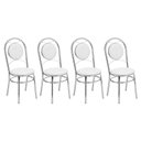 Ver imagem 3 de Conjunto 4 Cadeiras para Cozinha Cromado/Branco