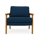 Ver imagem 4 de Kit 2 Poltronas Decorativas Mona Luxo Braço Nogueira:linho Azul