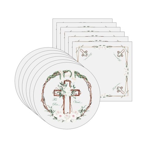 Kit Sousplat + Guardanapo Páscoa Cristã Nsw 6 Peças com Base