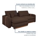 Ver imagem 3 de Sofá Cama Retrátil e Reclinável 3 Lugares Veludo Marrom França 230cm Yescasa