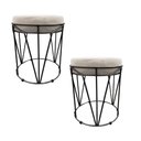 Ver imagem 1 de Kit 2 Puffs Multiuso com Mesa Babu 2 em 1 Suede Bege Base Preto