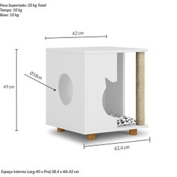 Mesa Lateral com Arranhador e Espaço Pet Persa  - 4