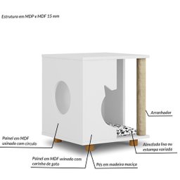 Mesa Lateral com Arranhador e Espaço Pet Persa  - 5