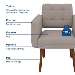 Poltrona Decorativa Stella em Veludo Just Time - 6