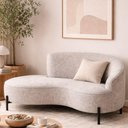 Ver imagem 2 de Sofá Curvo Billini 2 Lugares Fixo 150cm Cinza Bouclé Braço Esquerdo Sofá Home