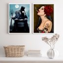 Ver imagem 1 de Kit 2 Quadros Umbanda Tranca Ruas e Maria padilha 45x34cm:madeira Preta