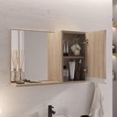 Ver imagem 3 de Conjunto Gabinete Banheiro Prisma 60cm Gabinete + Cuba + Espelheira com Vidro Madeirado Inteiro