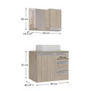 Ver imagem 2 de Conjunto Gabinete Banheiro Prisma 60cm Gabinete + Cuba + Espelheira com Vidro Madeirado Inteiro