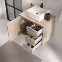 Ver imagem 5 de Conjunto Gabinete Banheiro Prisma 60cm Gabinete + Cuba + Espelheira com Vidro Madeirado Inteiro