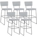 Ver imagem 1 de Kit 05 Banquetas Alta para Cozinha Sala de Jantar Base em Aço Allana L02 Suede Cinza - Lyam Decor