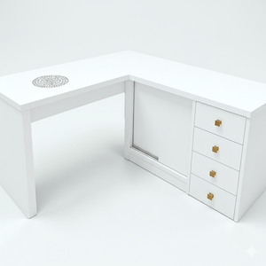 Mesa Nails Ellegance em L 117x150 Cm com Aspirador