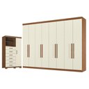 Ver imagem 1 de Guarda Roupa Casal 8 Portas 4 Gavetas Master New e Comoda Marabá com Pés Jatobá Areia Acetinado
