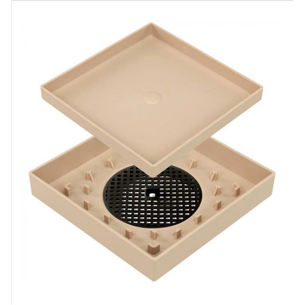 Ralo Oculto com Tela 10x10 Quadrado Bege - 1