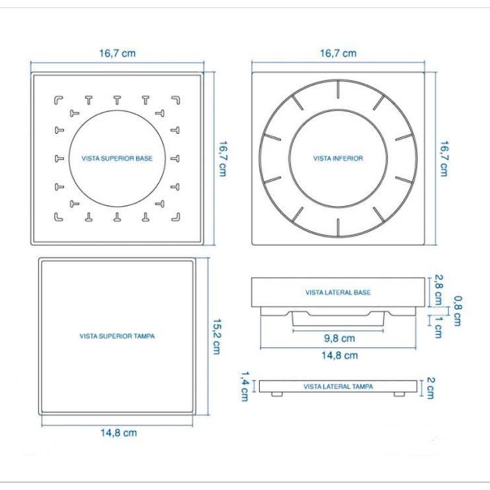 Ralo Oculto com Tela 10x10 Quadrado Bege - 4