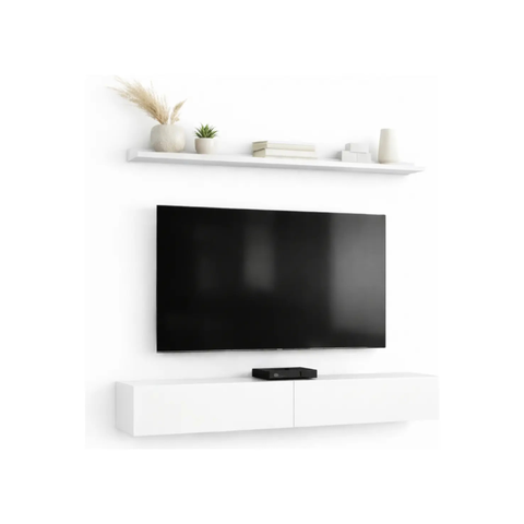 Rack Bancada Prateleira C/02 Portas 183cm Argon Branco Maderatto Móveis