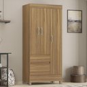Ver imagem 2 de Kit Guarda Roupa Solteiro 3 Portas Wind Cômoda Astral Amêndola Touch
