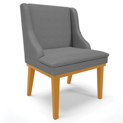 Cadeira Decorativa Sala de Jantar Base Fixa de Madeira Firenze Veludo Luxo Grafite/Castanho G19 - Gr