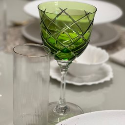 Taça Em Cristal 25 Losango Lapidado Para Água Vivaldi - Unidade - Verde Claro - 1