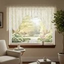 Ver imagem 7 de Cortina Bando Renda Cascata Cozinha Floral 2,95x1,00 Variada:Bege