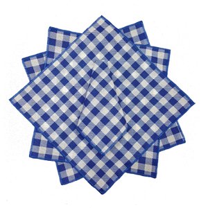 6 Guardanapos Xadrez Azul Royal