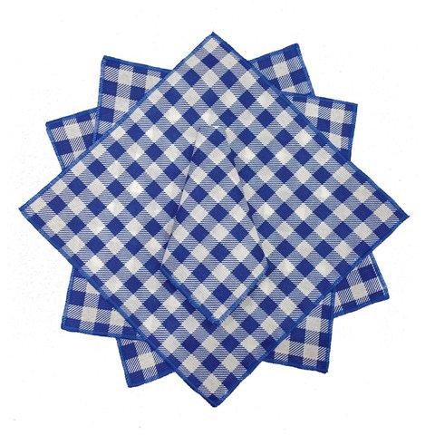 6 Guardanapos Xadrez Azul Royal