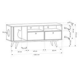 Rack para TV até 55 Polegadas 2 Gavetas 1 Arranhador e Espaço Pet Angorá  - 3