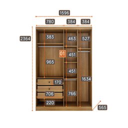 Guarda-roupa Modulado de Casal Safira 001 em Mdf com 9 Portas e 6 Gavetas Clic Móveis - 8