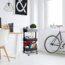 Ver imagem 4 de Carrinho Multiuso Organizadora 3 Prateleiras em Aço Preta Quarto Sala Brinquedos Salao Manicure Vara