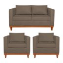 Ver imagem 1 de Kit Sofá 3 Lugares e 2 Poltronas Europa 180 cm Estilo Conforto e Elegância Suede Marrom - ADJ Decor