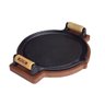 Chapa Petisco de Ferro Redonda com Suporte de Madeira 24cm - 1