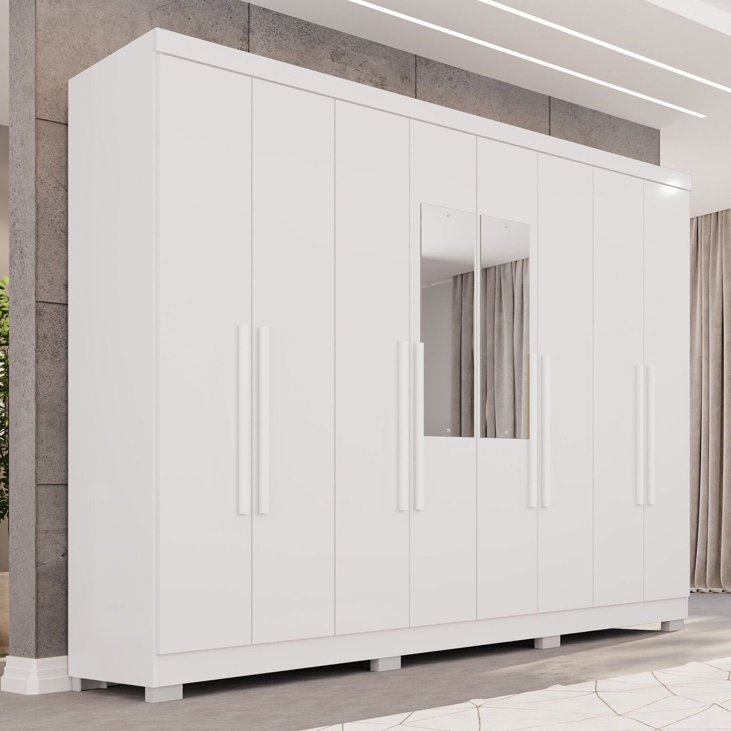 Guarda-Roupa Casal com Pés e Espelho 8 Portas 4 Gavetas França