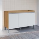 Ver imagem 1 de Balcão Gabinete Cozinha Manu 120cm 3 Portas sem Tampo Mdp Multiuso Amêndoa Branco - Desk Design