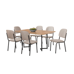 Mesa Jantar Napoli Nanda 6 Cadeira Canelato Aço Nobre - 2