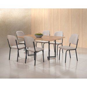 Mesa Jantar Napoli Nanda 6 Cadeira Canelato Aço Nobre