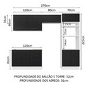 Ver imagem 4 de Armário de Cozinha Completa 270cm Branco/Preto Agata Madesa 08