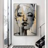 Quadro Abstrato Mulher Preto e Dourado - Tela Única - 150 x 100 cm - Branca - 1