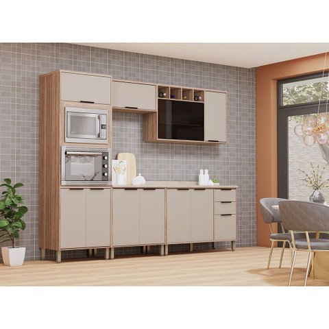 Cozinha Modulada Compacta 5 Peças com Espaço para Forno e Micro-ondas com Tampo Aspen Luciane Móveis