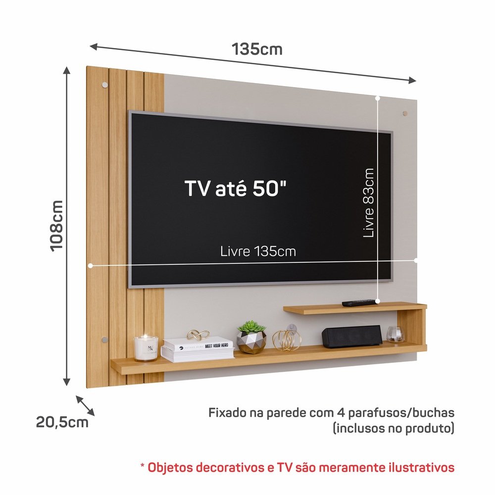 Painel para Tv até 50" Dunas Off White Nature Permóbili - 3